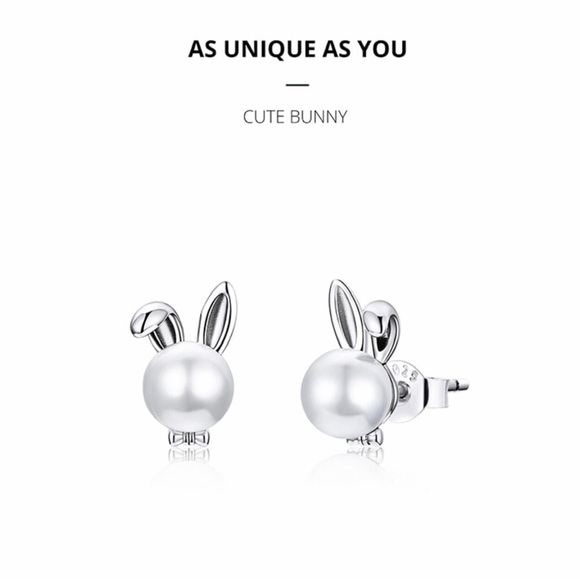 925 Sterling Silver Cute bunny Earrings for Women - Picture 1 of 9